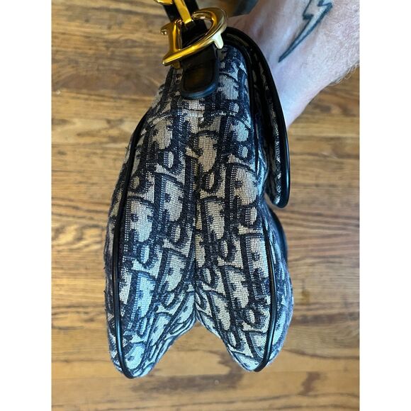 DIOR Blue Saddle Handbag Shoulder Bag Women's Size Small - Picture 8 of 16